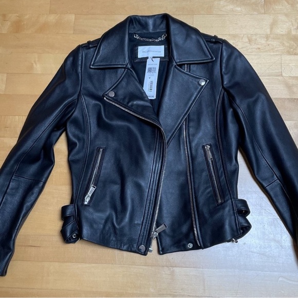 NWT BCBG Black Leather Jacket XS - Picture 2 of 6